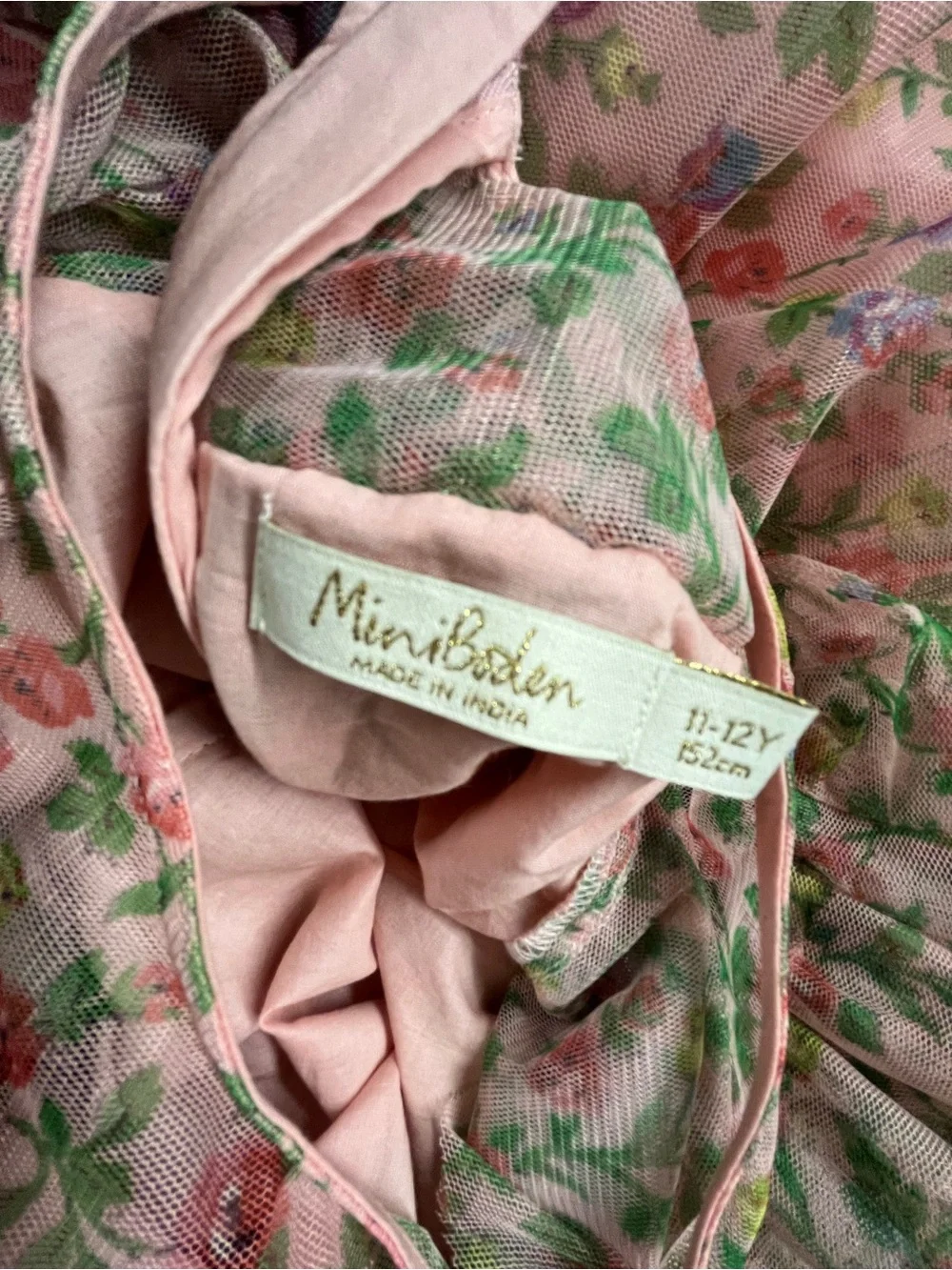 Mini Boden Tulle Floral Ruffle Girls Dress 11 - 12